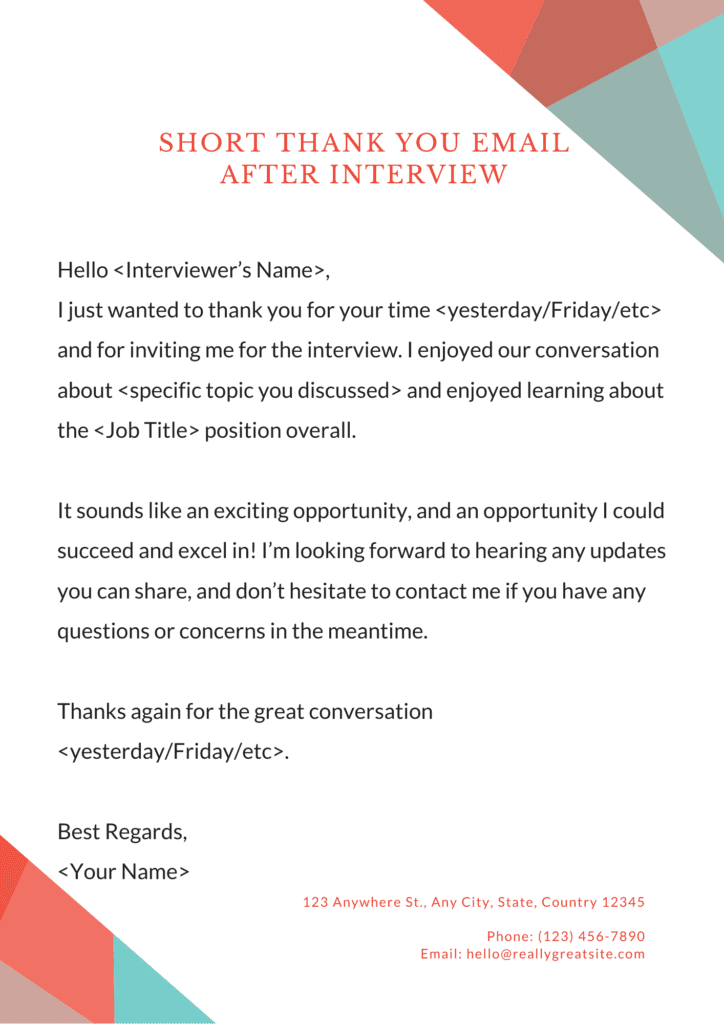 Appreciation Email After Interview