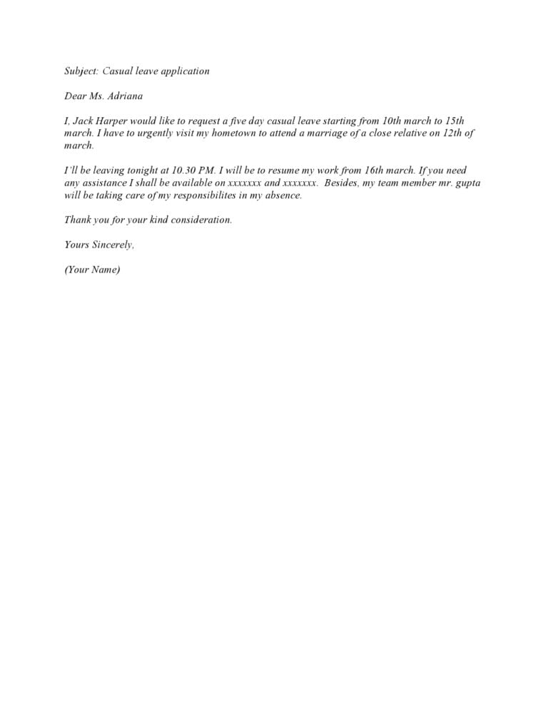 Leave Application Letter Samples | 10+ Ready To Use Leave Letter Format