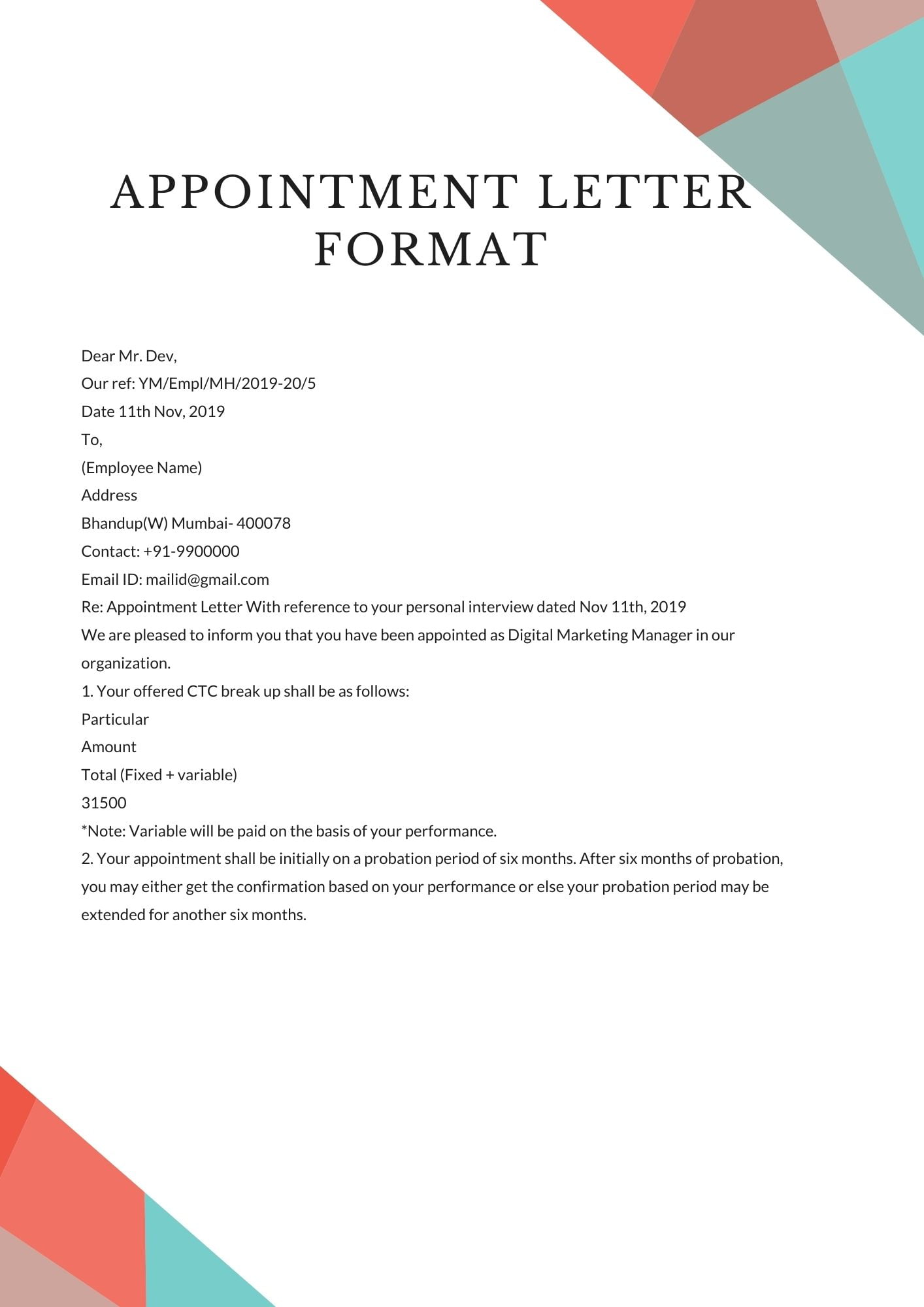 Appointment Letter | Format & Samples | Key Points You Must Use!