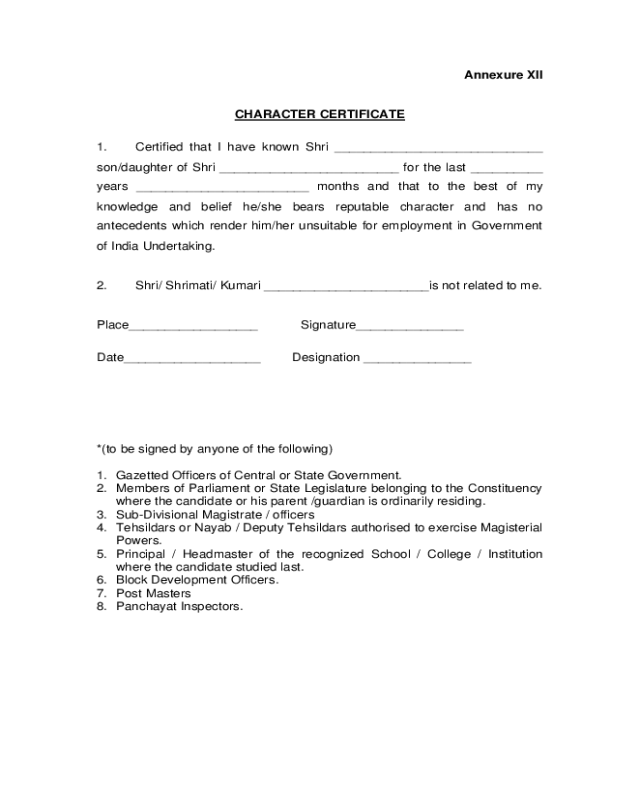 Character Certificate Format For Employee School Etc Request Letter