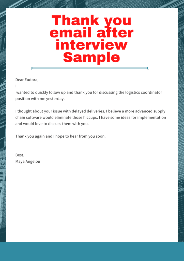 thank you email after interview samples