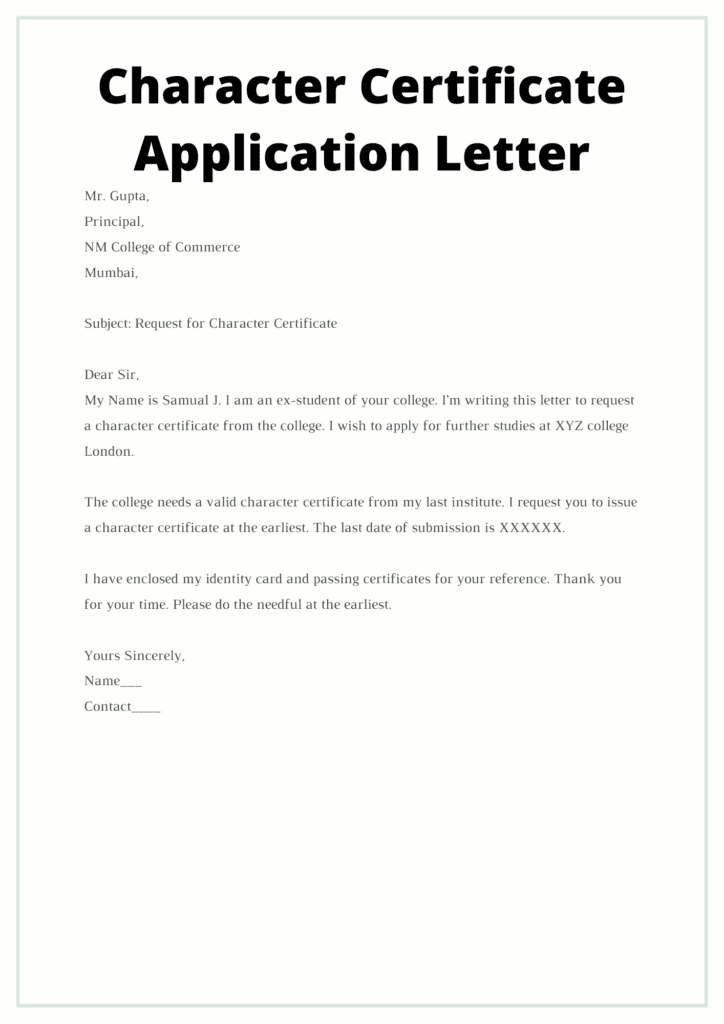 Character Certificate Format Free Word Templates 59 OFF