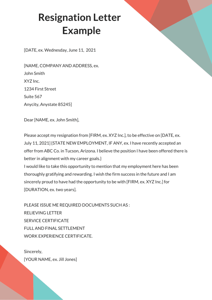  Resignation Letter Sample Format For Employee Due To Health