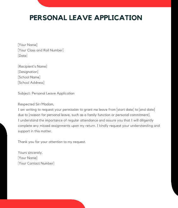 A Comprehensive Guide to Writing a School Leave Application: Samples ...